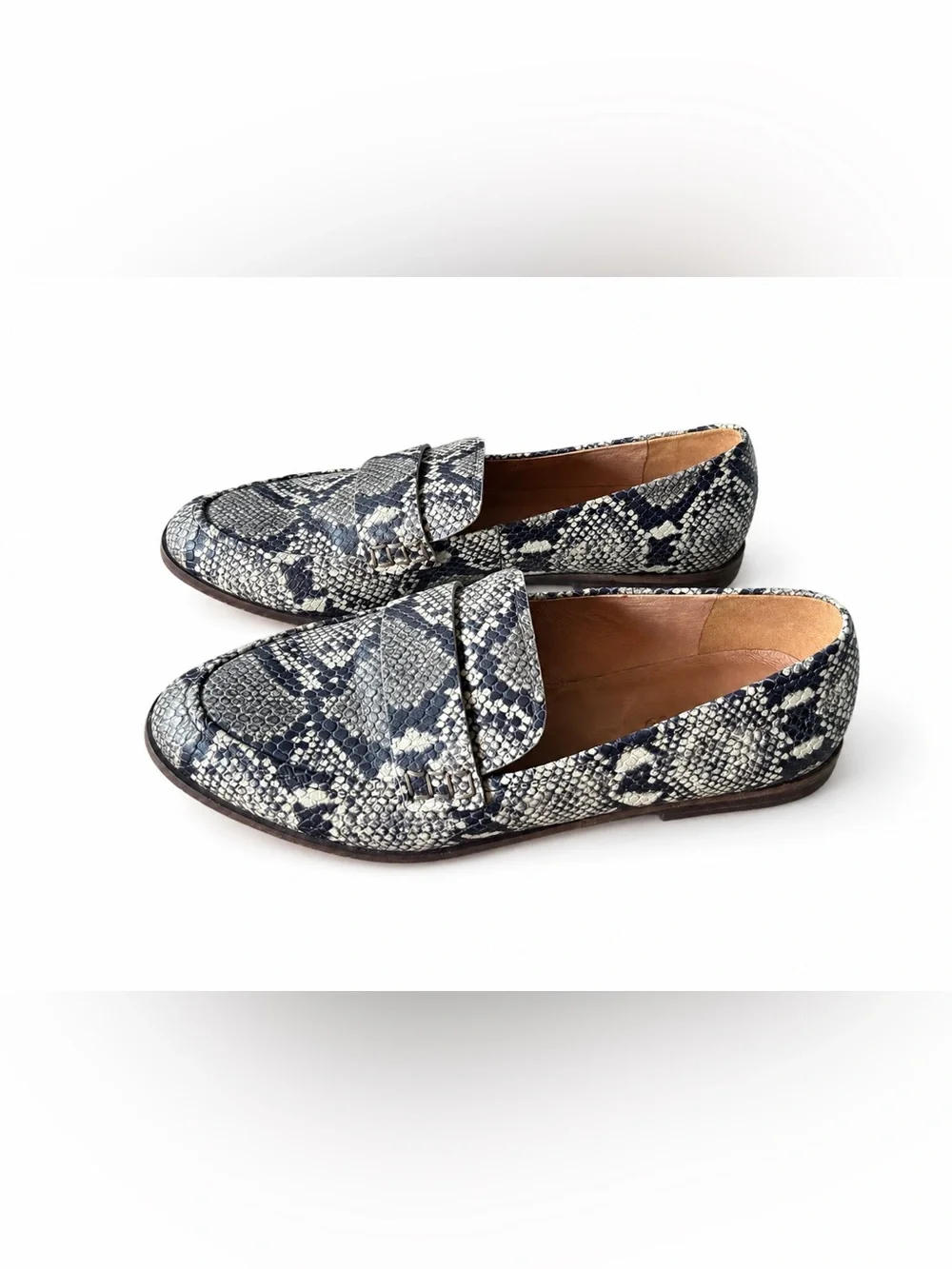 Madewell Alex Snake Print Leather Penny Loafers Size 8